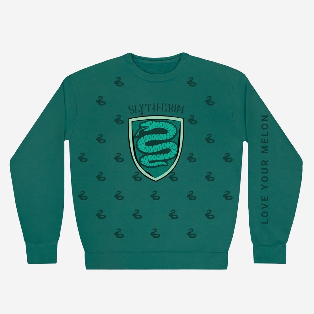 Love Your Melon Harry Potter Slytherin Hunter Green Crewneck Sweatshirt